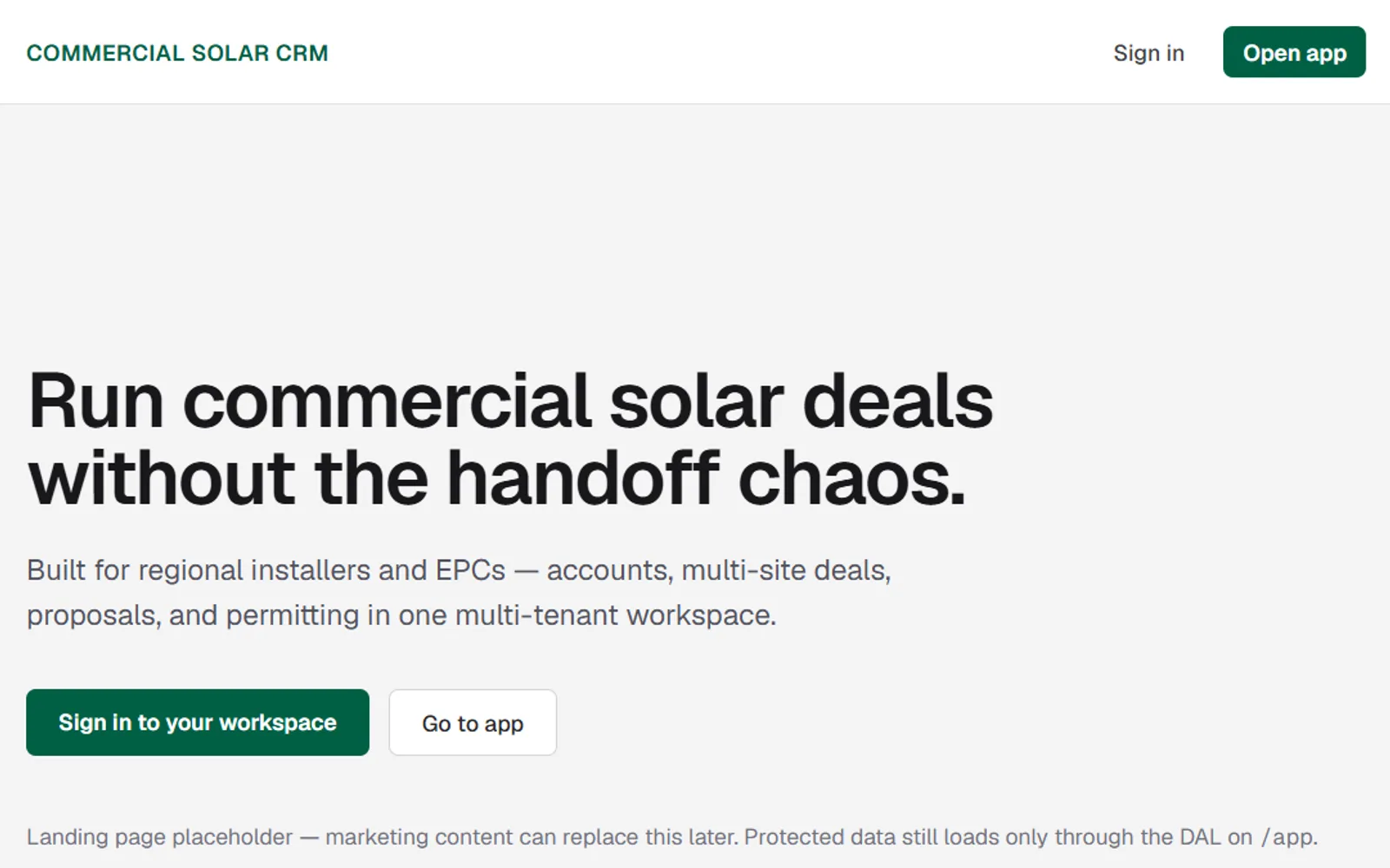 Commercial Solar CRM website homepage — Commercial solar — installers & EPCs