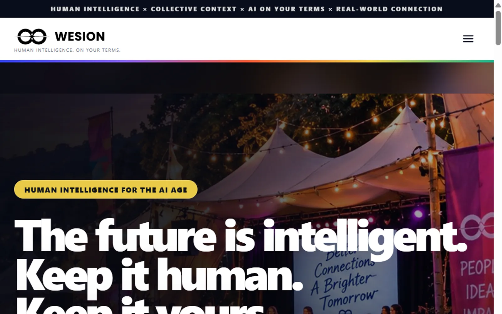 Wesion website homepage — Human intelligence platform — founders & organisations