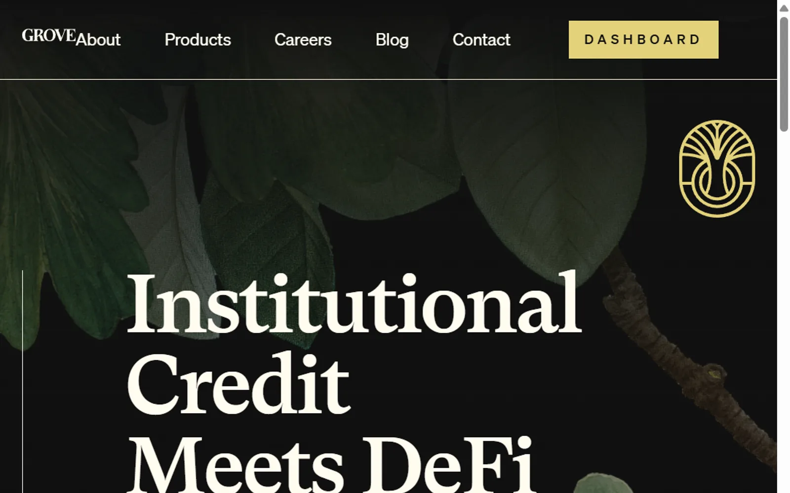 Grove website homepage — Institutional DeFi — credit & liquidity