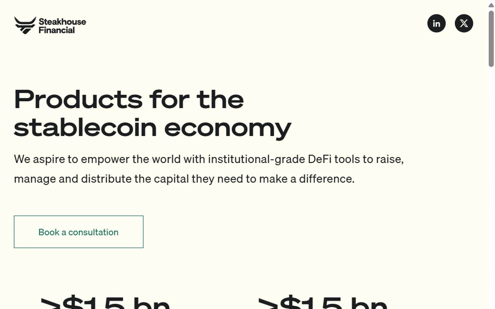 Steakhouse website homepage — DeFi / stablecoin economy