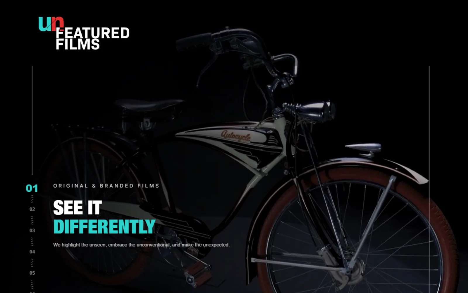 Unfeatured Films website homepage — Film studio — original & branded